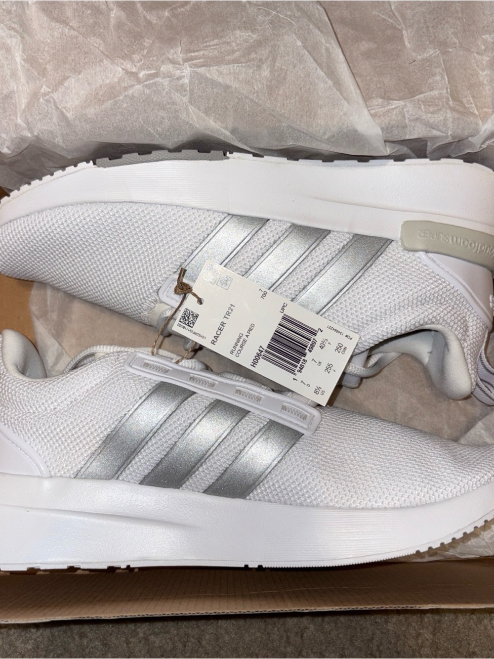 Adidas Racer TR21 Cloudfoam Womens Sz 8.5 White Gray Athletic Shoes H00647